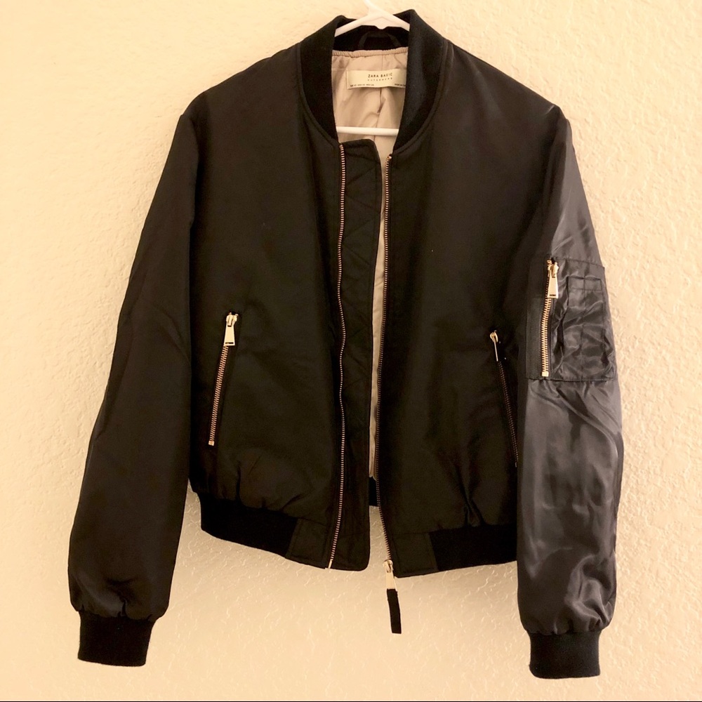 Zara Black Bomber Jacket